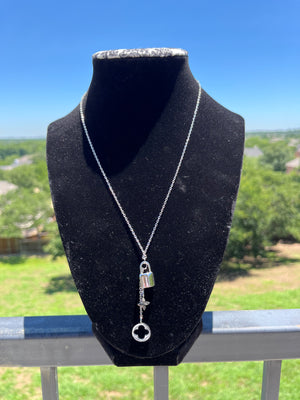 Silver lock necklace