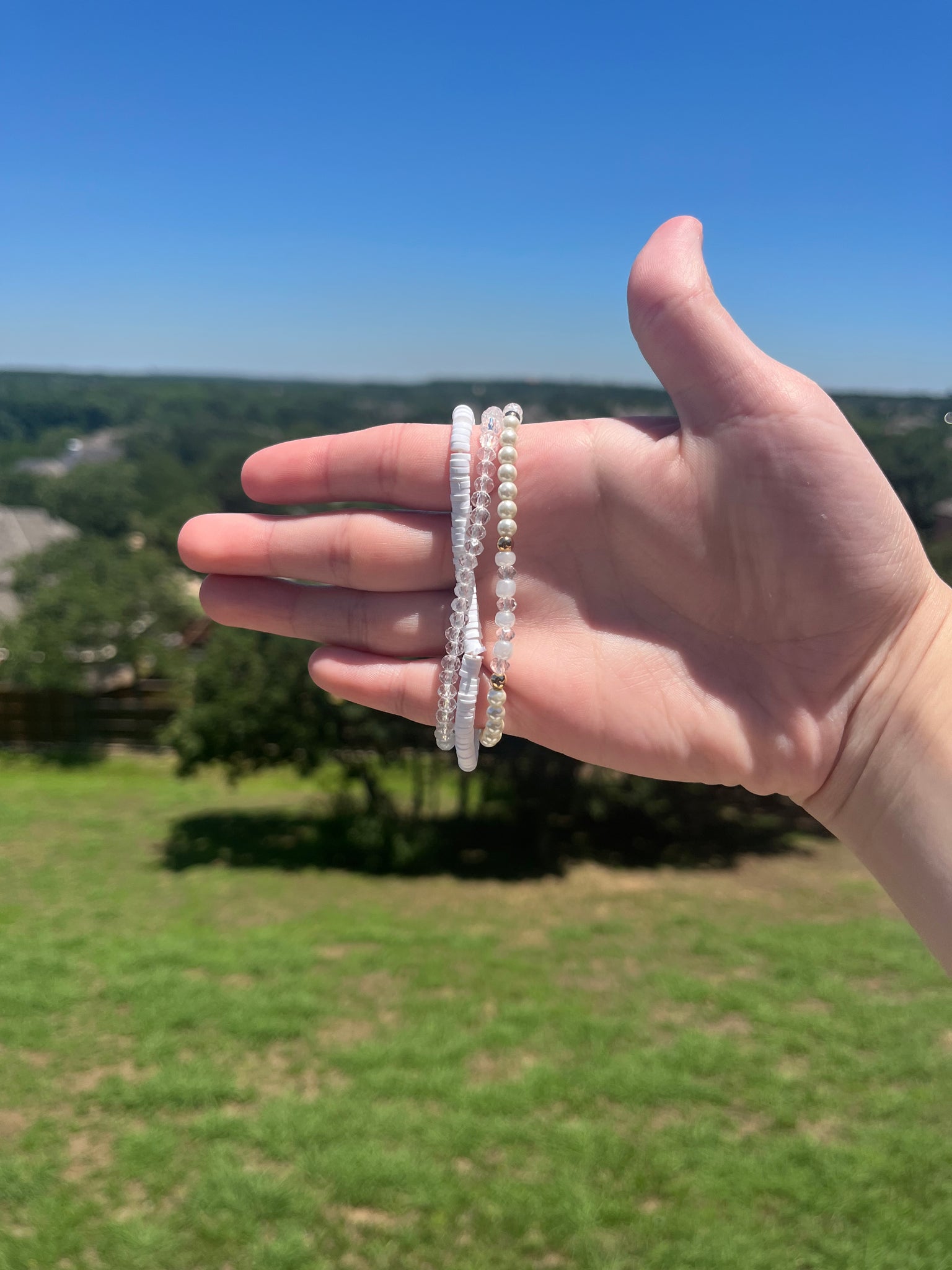 White Preppy Stack Bracelets