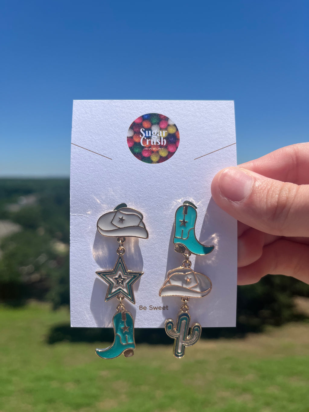 Teal Cowboy Earrings