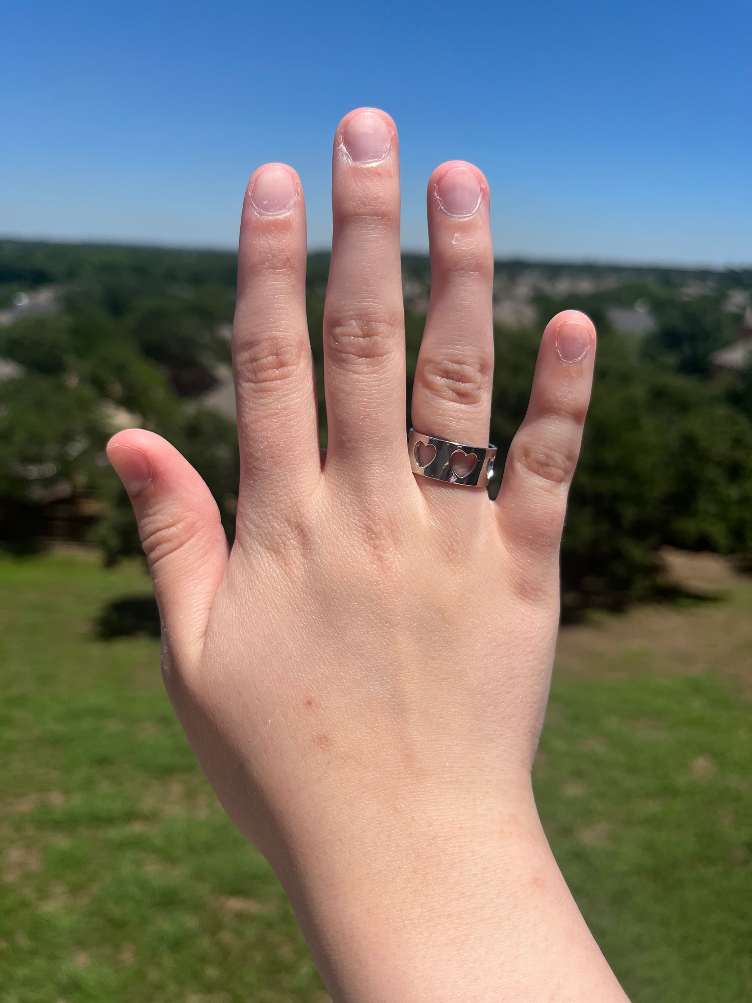 Silver Heart Cut out Ring