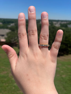 Evil eye black and crystal ring