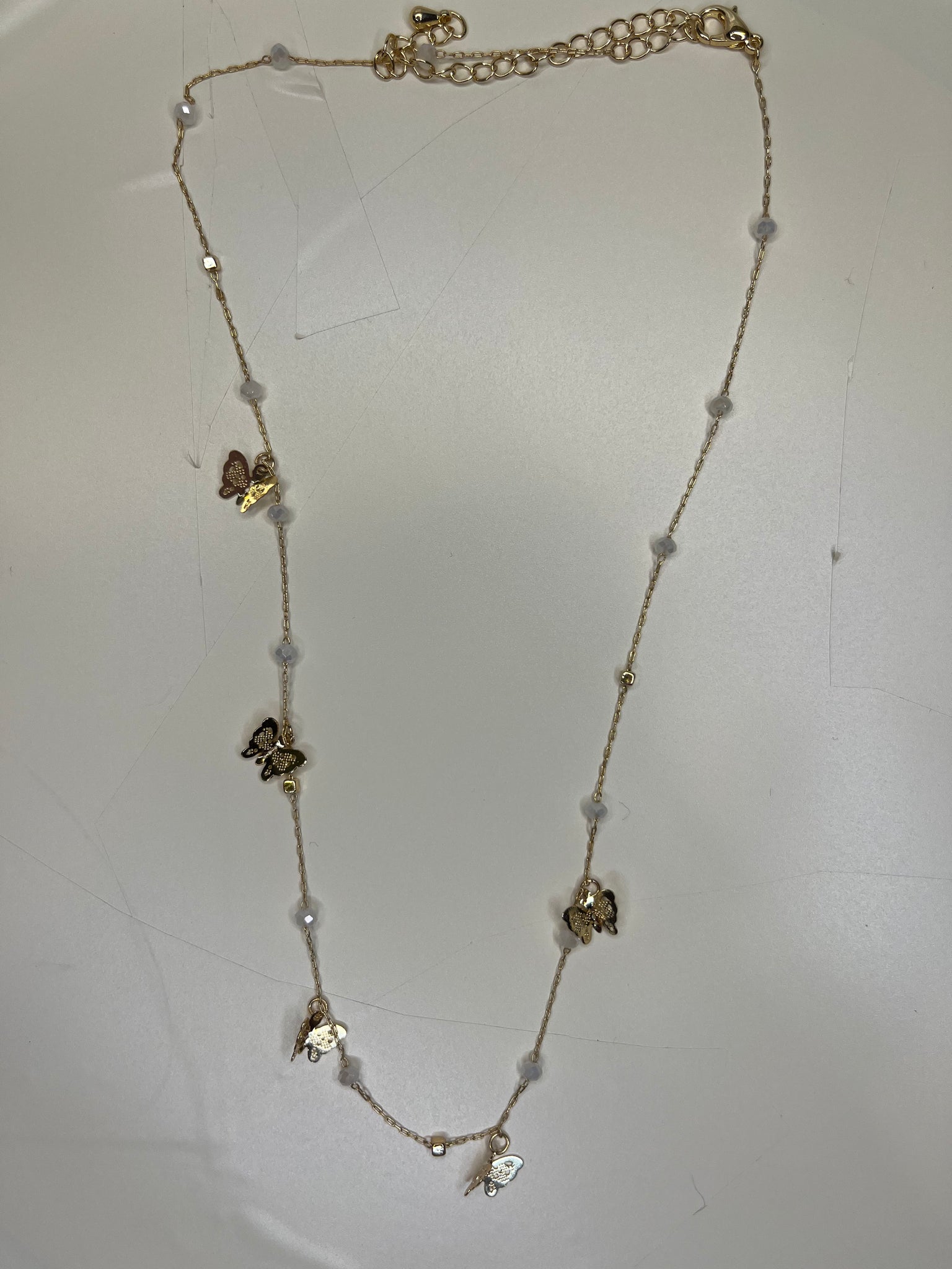 White and Gold butterfly Necklace