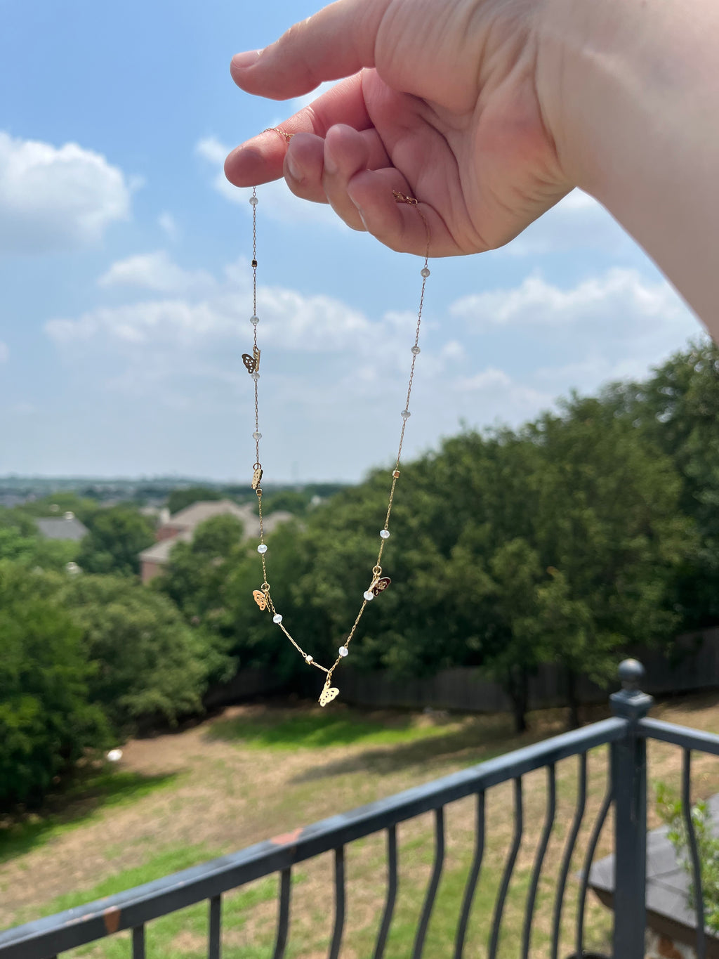 White and Gold butterfly Necklace