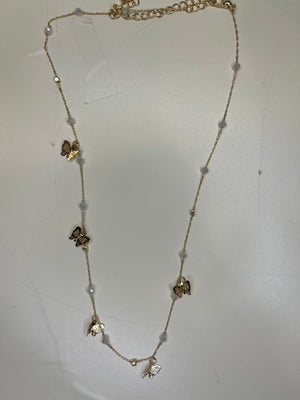 White and Gold butterfly Necklace