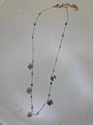 Blue and gold butterfly Necklace