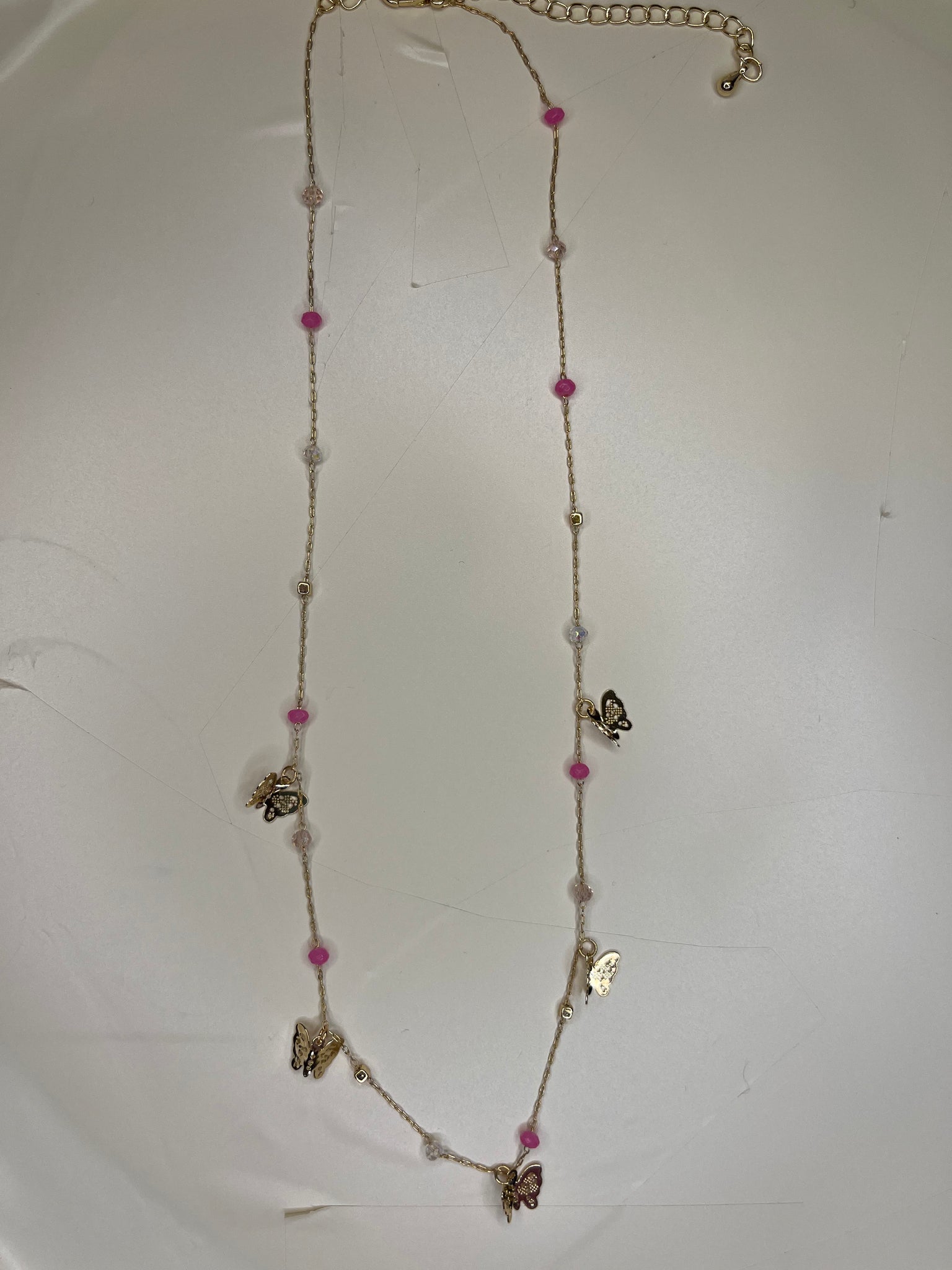 Pink and gold butterfly Necklace