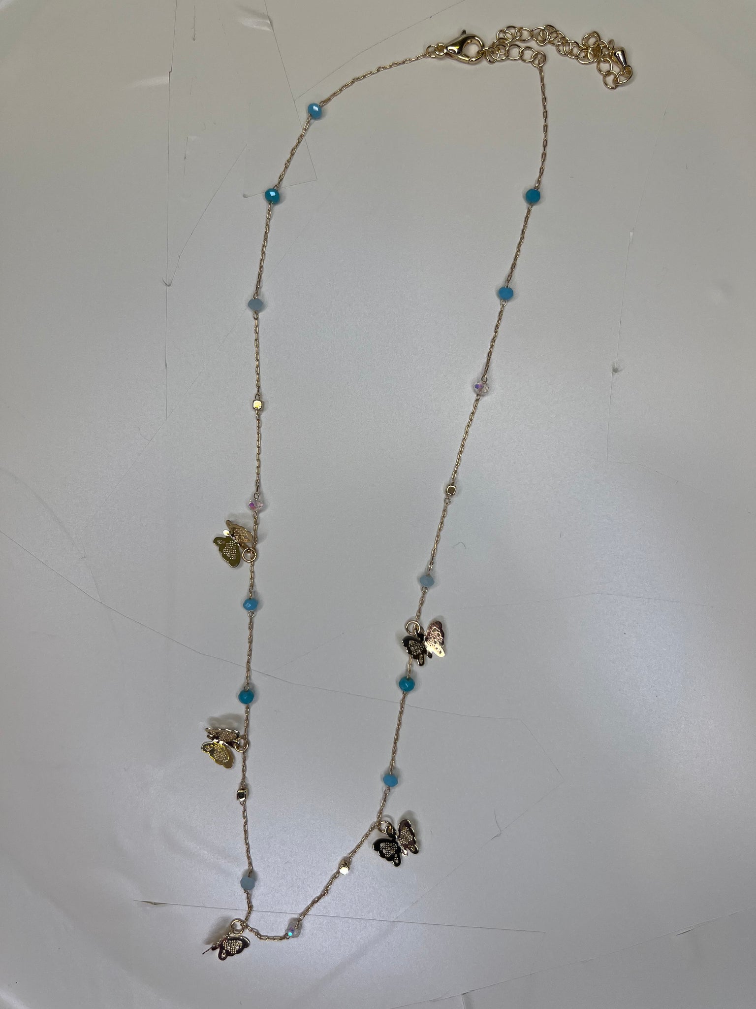 Blue and gold butterfly Necklace