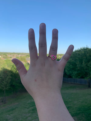 Pink and gold heart ring