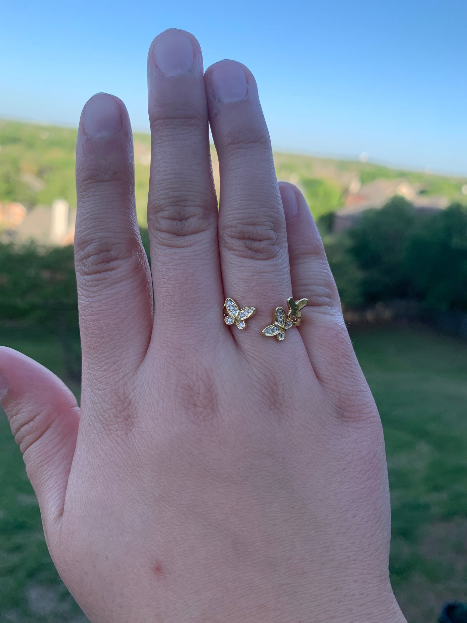 Gold butterfly ring