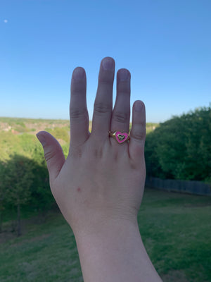 Pink and gold heart ring