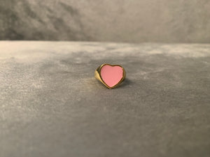 Pink heart pinky ring